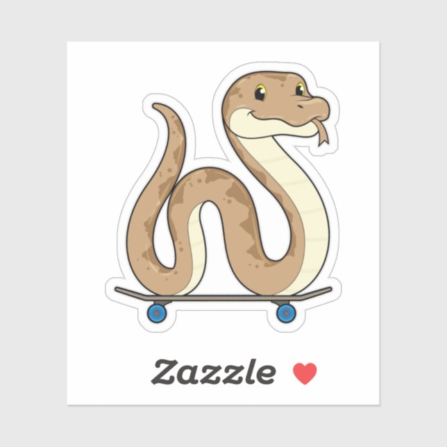 Sticker Serpent comme patineur avec skateboard (Feuille)