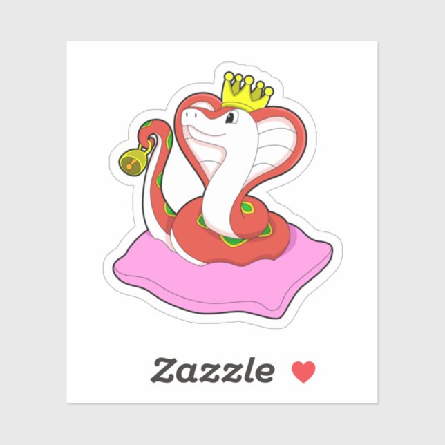 Sticker Serpent comme roi avec Couronne (Feuille)