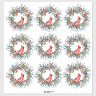 Sticker Serre de pin rustique Cardinal Enveloppe cadeau de