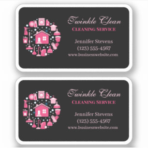 Sticker Service de nettoyage des fournitures en noir rose