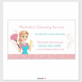 Sticker Service De Nettoyage Des Parties scintillant Roses