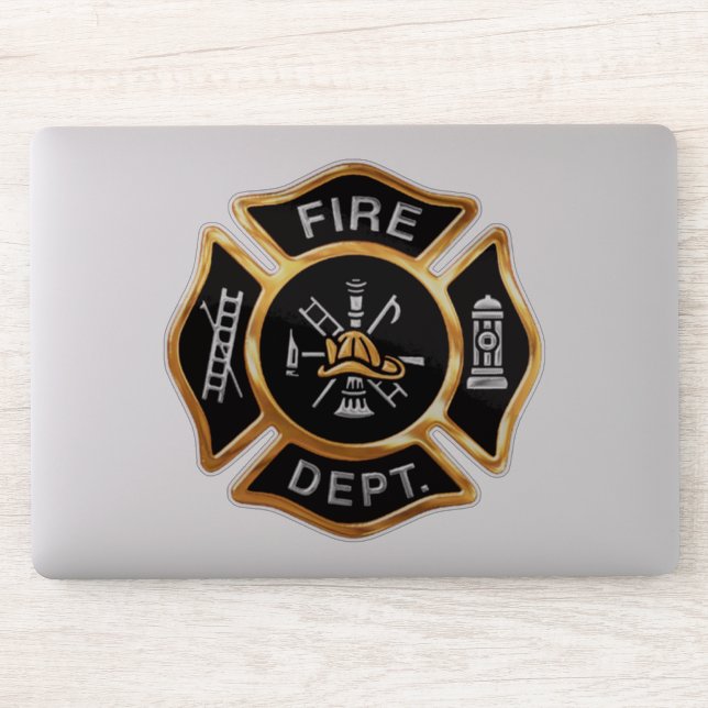 Sticker Service des incendies Insigne de pompier Or (Ordinateur)