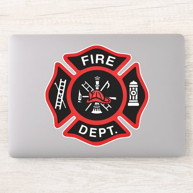 Sticker Service des incendies Insigne de pompier Rouge (Ordinateur)