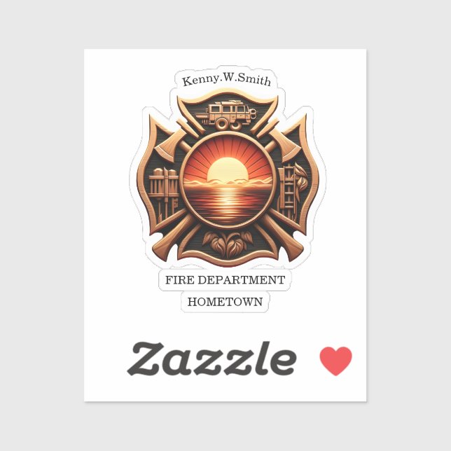 Sticker Services d'incendie Insigne d'honneur Noir et roug (Feuille)
