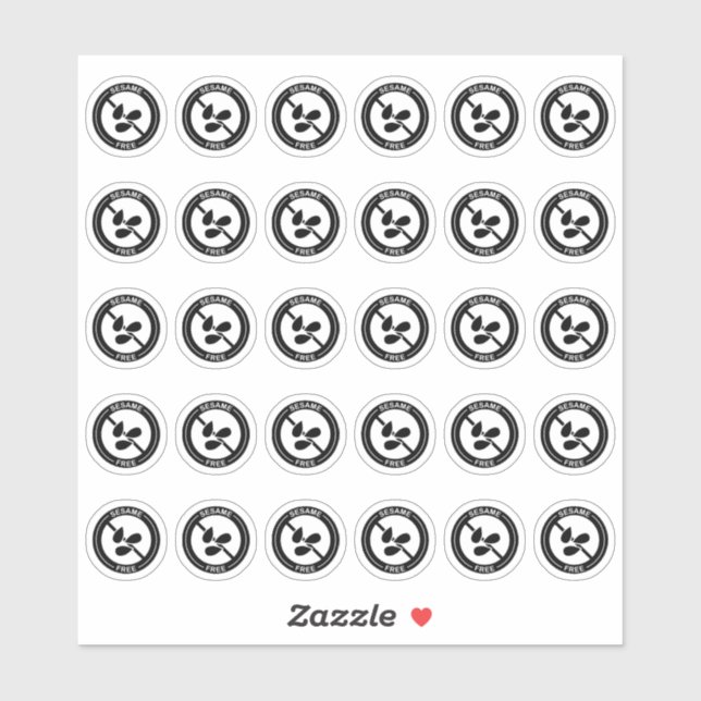 Sticker Sesame Free Wedding Place Card Mini Food Allergy (Feuille)