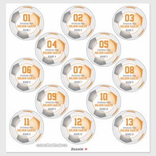 Sticker Set 13 orange gris équipe couleurs filles garçons