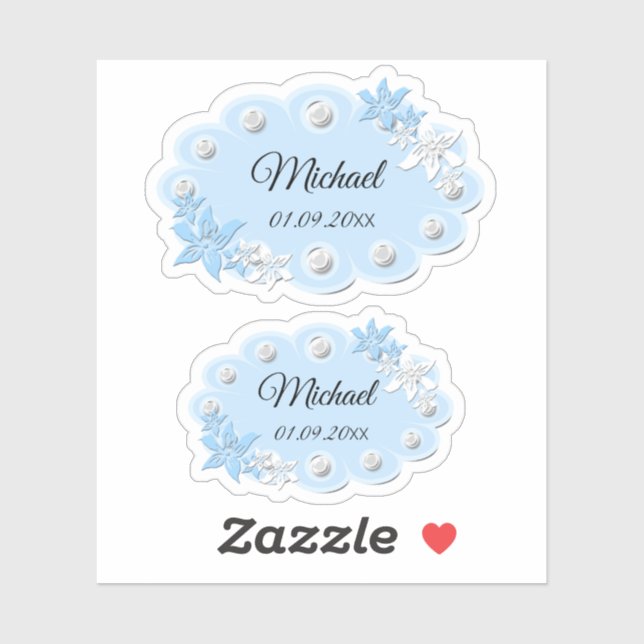 Sticker Set, auto-collants pour bébé, pour album, bleu, ét (Feuille)