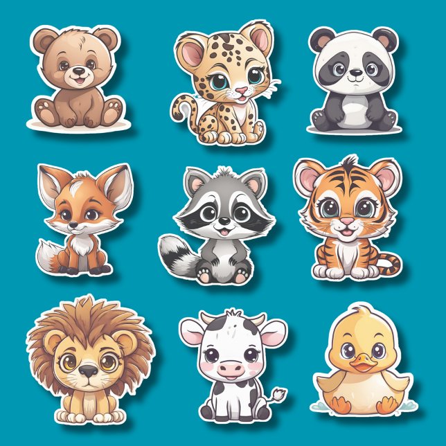 Sticker Set de vinyle imperméable pour bébés animaux (Créateur téléchargé)
