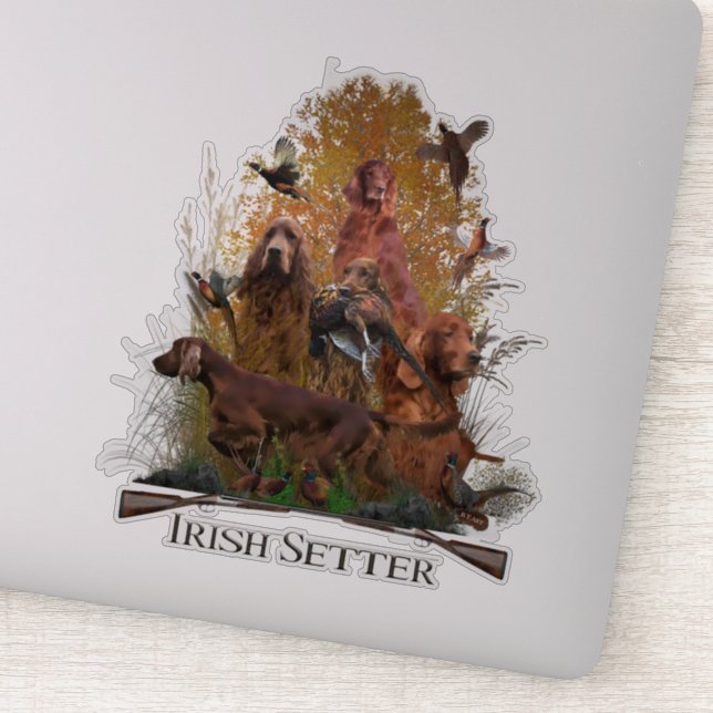 Sticker Setter irlandais avec faisan (Détail)