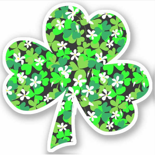 Sticker Shamrock floral de la Saint Patrick (Devant)