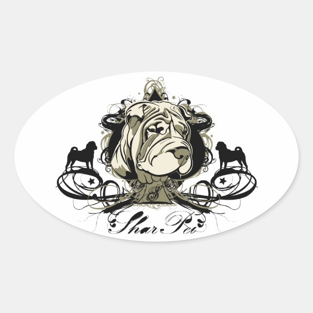Sticker Shar Pei Urbain Flourissant (Devant)