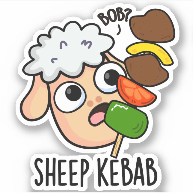 Sticker Sheep Kebab Funny Shish Kebab Pun (Devant)