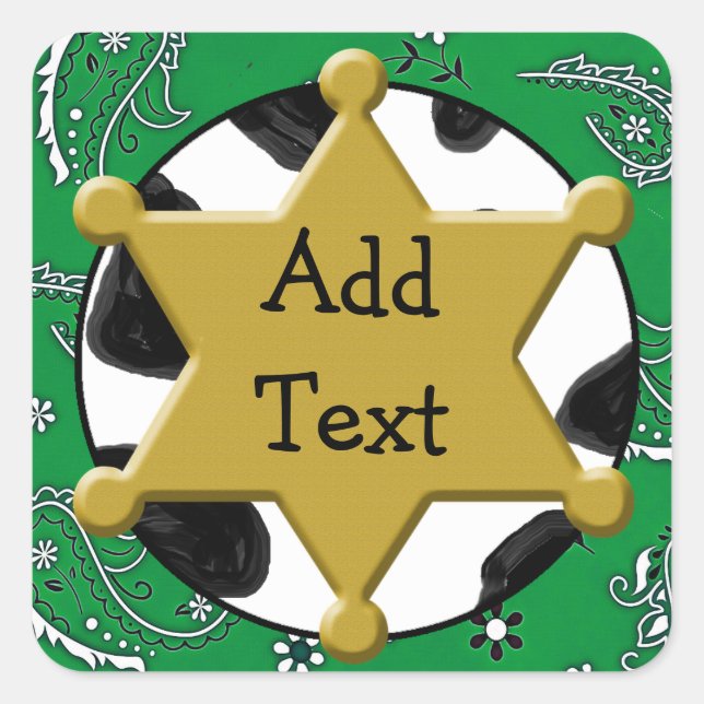 Sticker Sheriff Badge Green Bandanna (Devant)