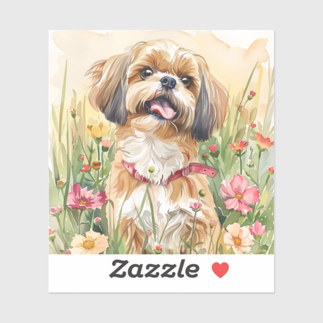 Sticker Shih Tzu - Sticker Chien Mignonne (Feuille)