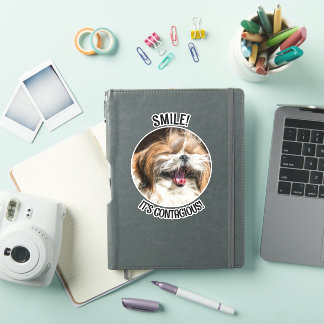 Sticker Shihtzu riant sourire c'est un texte de coutume co
