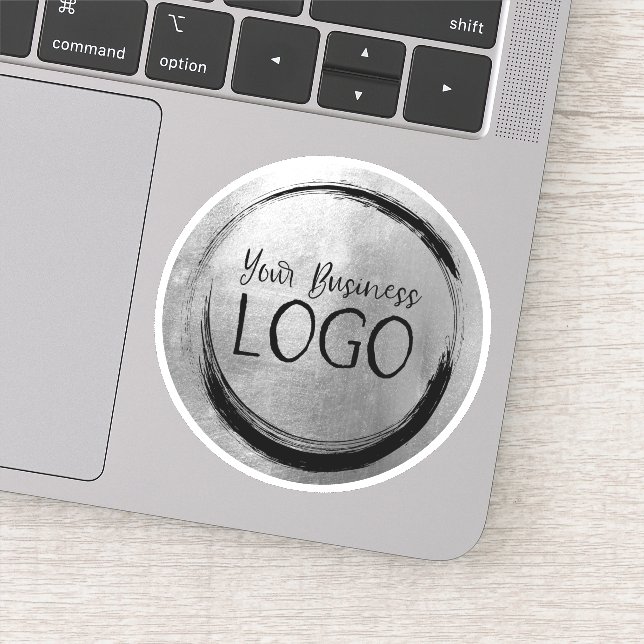 Sticker Shiny Faux Silver Grey Foil Circle Business Logo (Détail)