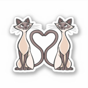 Sticker Siamese Chats Heart