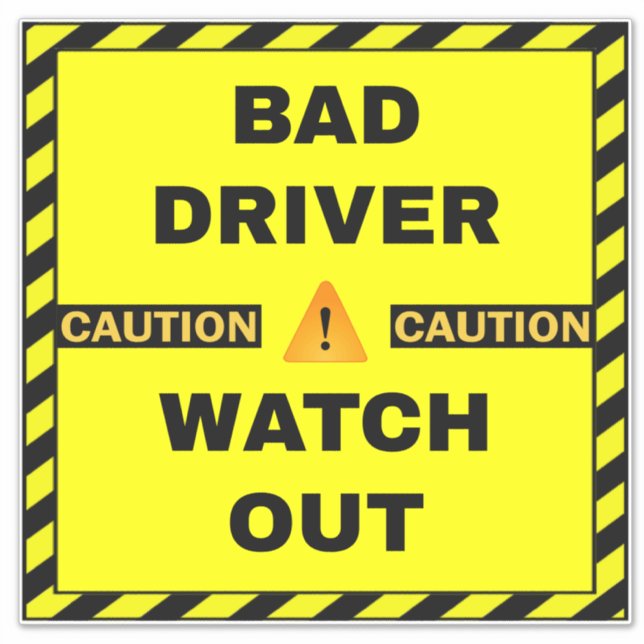 Sticker Signal de sécurité du conducteur incorrect - Yello (Devant)