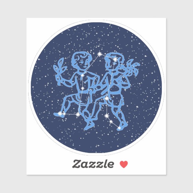 Sticker Signe Gemini Constellation et Zodiaque avec étoile (Feuille)