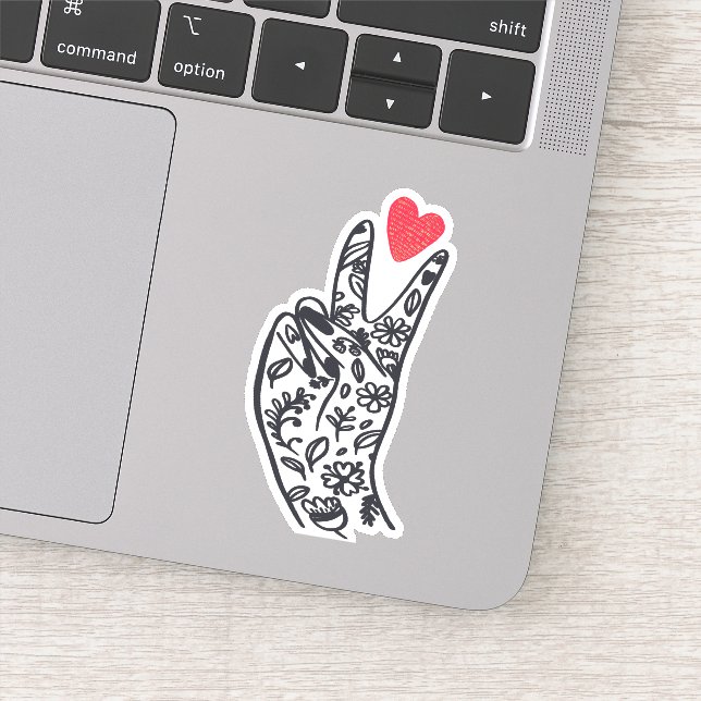 Sticker SIGNE PAIX I PAIX Doigts avec coeur AMOUR (Détail)