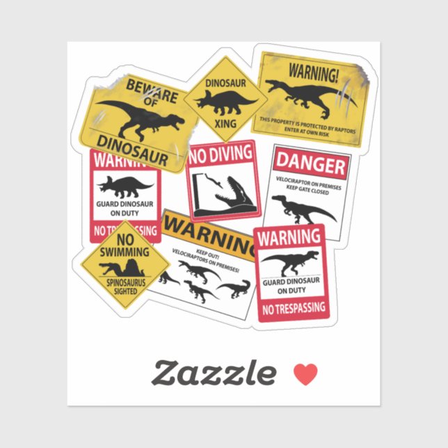 Sticker Signes de prudence Dinosaure (Feuille)
