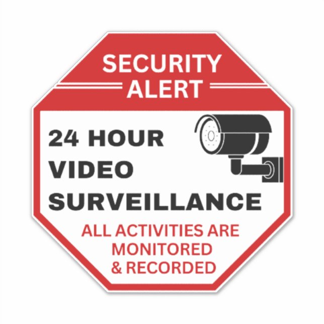 Sticker Signes de surveillance vidéo, Sécurité CCTV des en (Devant)