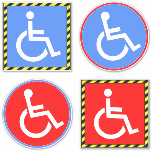 Sticker Signes pour fauteuil roulant handicapés (4 pack) (Devant)