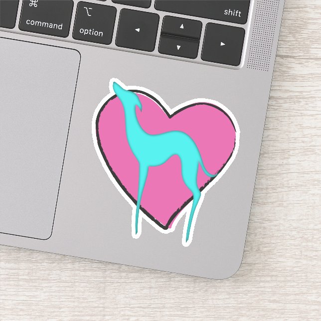 Sticker Silhouette blanche grise et coeur rose mignon (Détail)