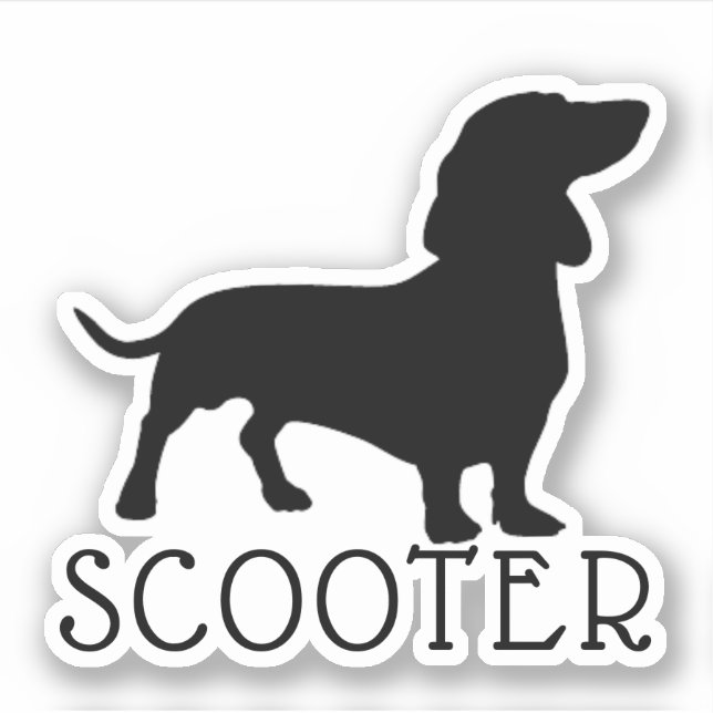Sticker Silhouette Dachshund Chien Nom de l'animal (Devant)