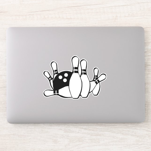 Sticker Silhouette de Bowling WIth Bowling Pins et Ball (Ordinateur)