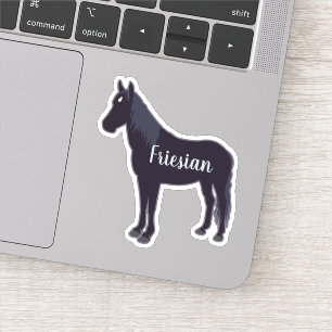 Sticker Silhouette de Cheval Friésien Minimal Personnalisa