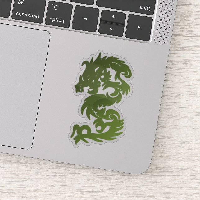 Sticker Silhouette de dragon chinois Jade Vert (Détail)