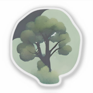 Sticker Silhouette de Forêt Enchantée - Arbre Tranquille
