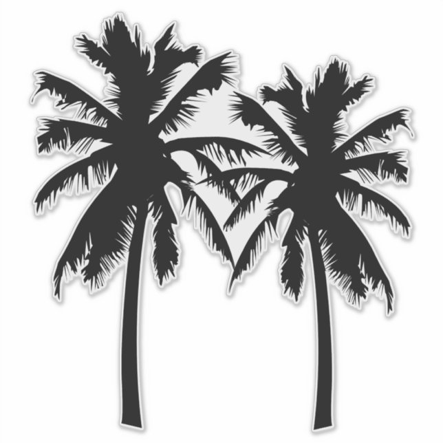 Sticker Silhouette des palmiers tropicaux (Devant)