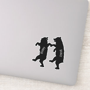 Sticker Silhouette Deux Joyeux Ours Noirs Dansant Ensemble