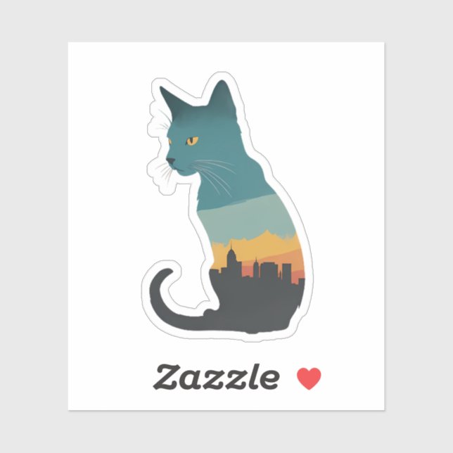 Sticker silhouette du chat déclinée (Feuille)