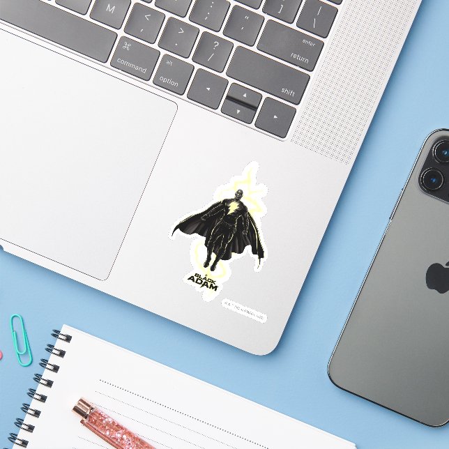 Sticker Silhouette noire Adam Lightning (Ordinateur portable avec iPhone)