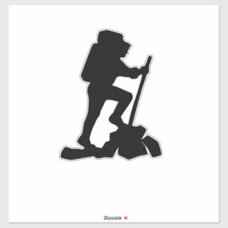 Sticker silhouette noire simple randonnée de montagne