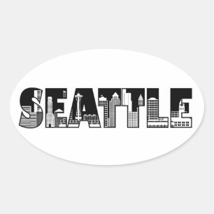 Sticker Silhouette Skyline de Seattle Washington C