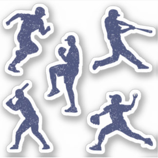 Sticker Silhouettes de baseball - bleu foncé