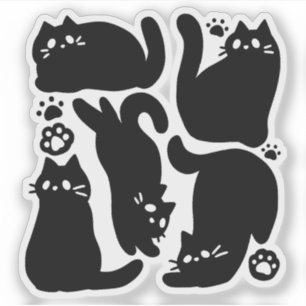 Sticker Silhouettes de chat noir - Design Feline mignon