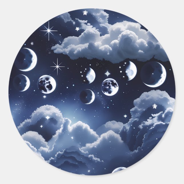 Sticker - Silver Celestial Moon Lunar Design  (Vorderseite)