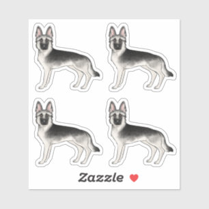 Sticker Silver Sable Allemand Berger mignon Chiens de dess