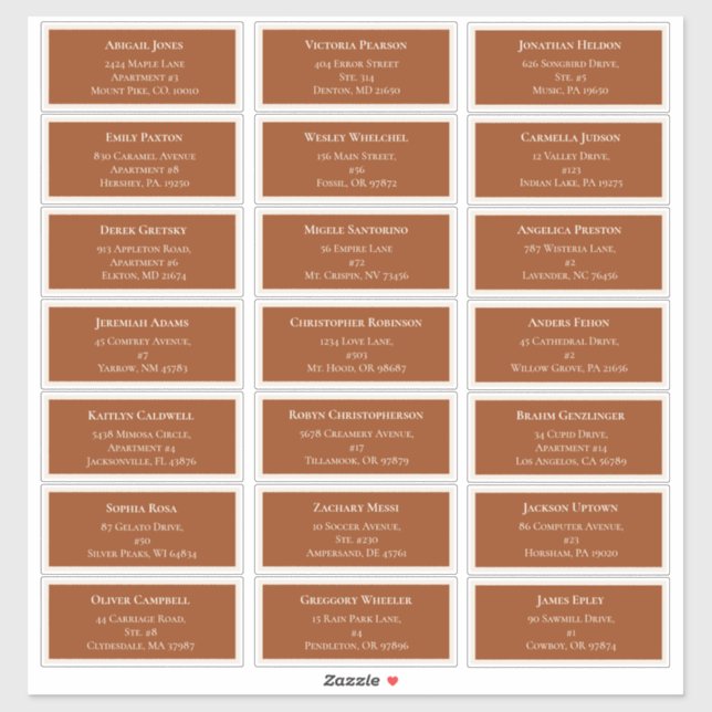 Sticker Simple Boho Terracotta Mariage Adresse d'hôte (Feuille)