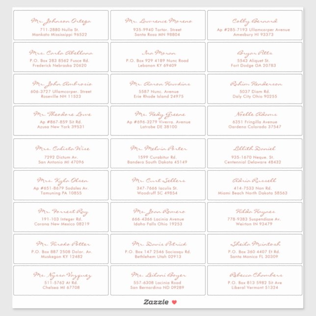 Sticker Simple Calligraphie Terracotta Mariage invité (Feuille)