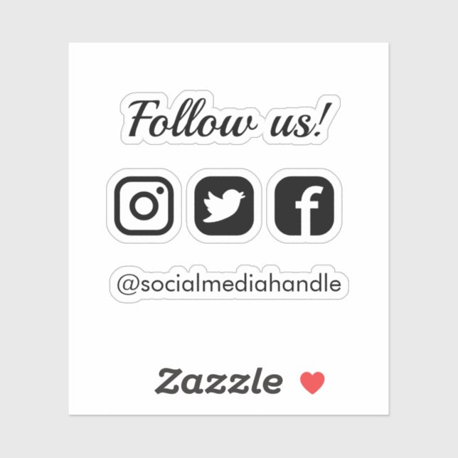 Sticker Simple Clean Suivez-nous Social Media Icônes (Feuille)