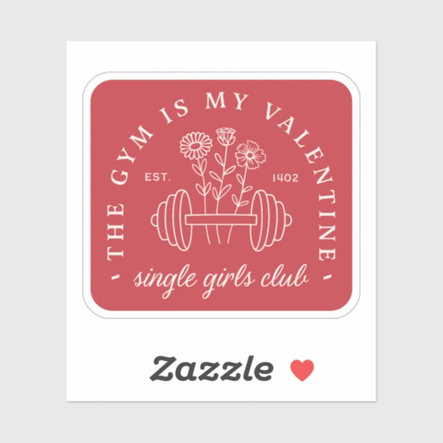 Sticker Simple drôle Valentine'jour gym filles rouge (Feuille)