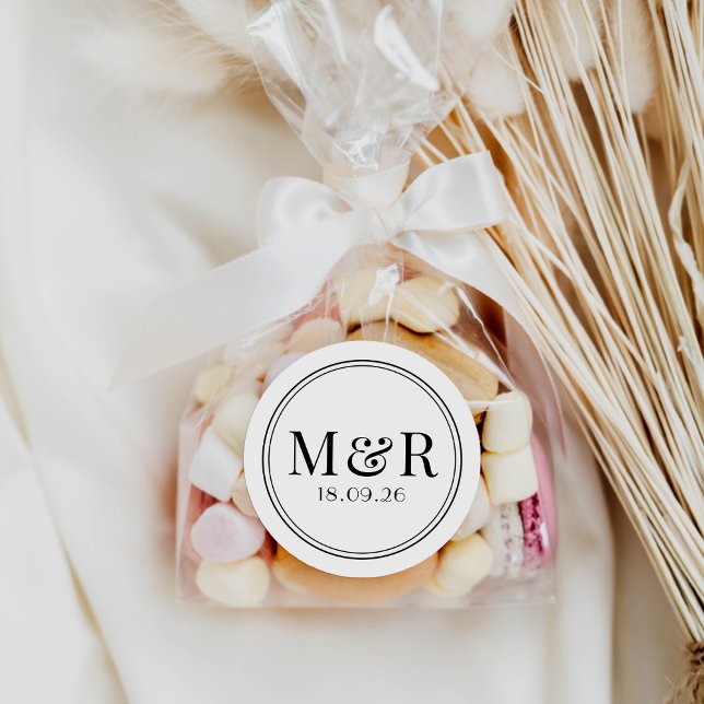 Sticker Simple Minimal Black Script Wedding Favor (Créateur téléchargé)