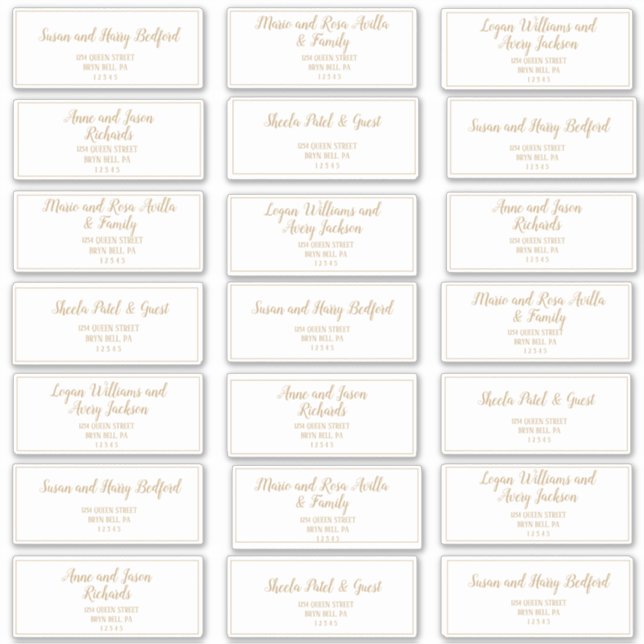 Sticker Simple Minimalist|Gold Frame Adresse du client (Devant)