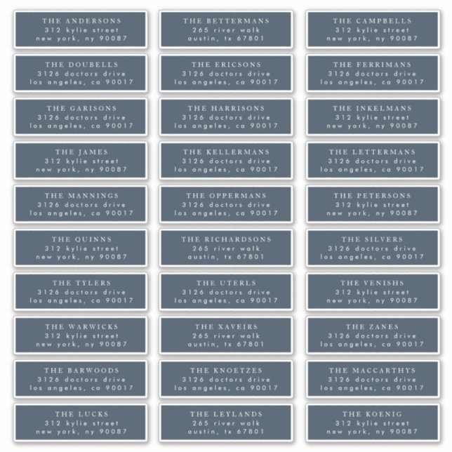 Sticker Simple Navy Blue Guest Adresse Mariage (Devant)
